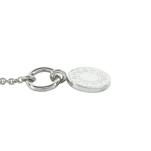 HERMES Amulet Round Toggle Necklace 16" Silver 925 Auth w/Box #5967 - Picture 4 of 8